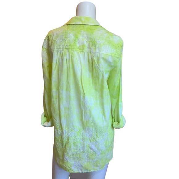 Pilcro Lime Yellow Cotton Button Down Shirt Tunic sz S - Picture 2 of 9